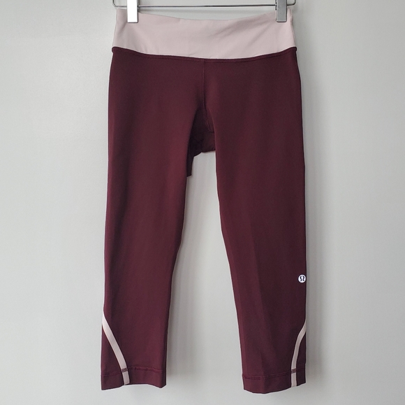 Lululemon Run Inspire Crop Maroon Leggings - Picture 2 of 7